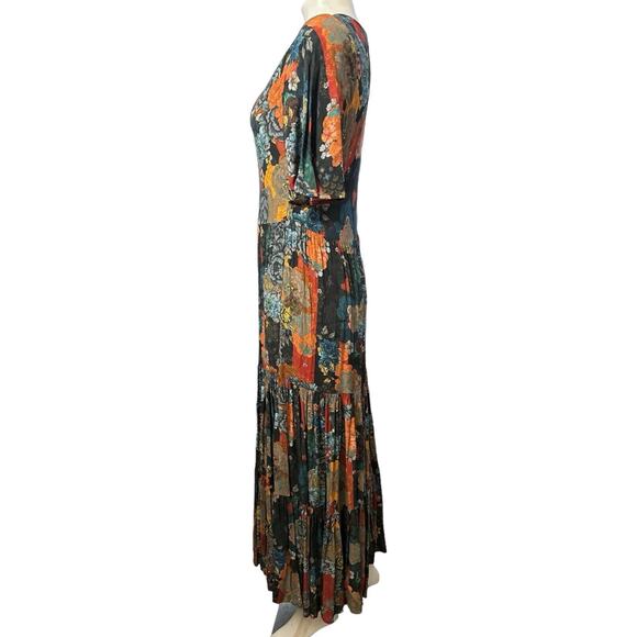SOFT SURROUNDING Women Mirabelle Floral Print Maxi Dress Tiered V Neck size XS - Picture 3 of 8
